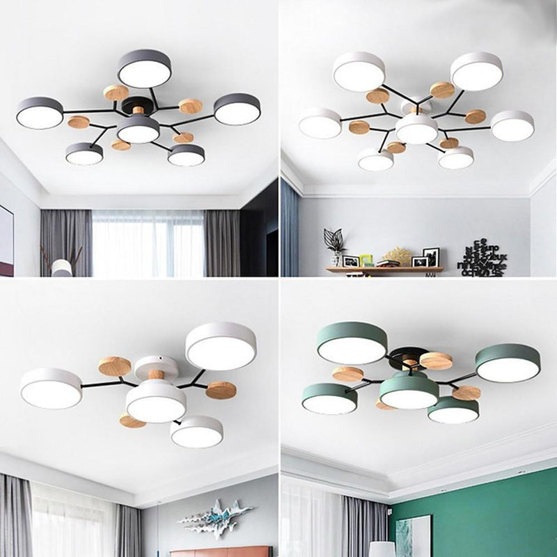 Sputnik Artistic Chandelier - Metal & Wood Ceiling Lights for Kids' Rooms | Stylish Baby & Children's Lighting