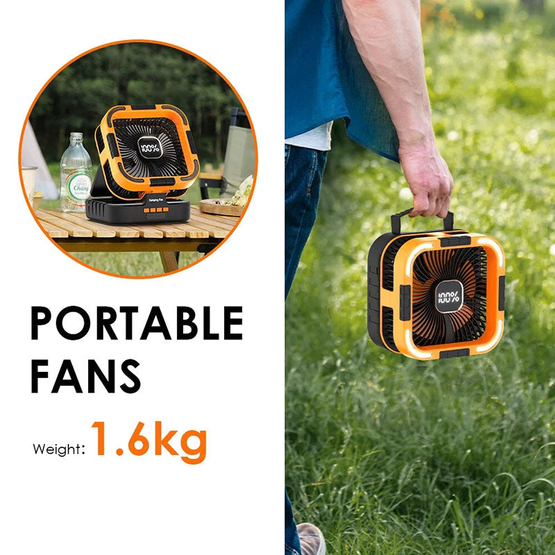 3-in-1 Solar Camping Fan with LED Light & Power Bank - Portable Outdoor Rechargeable Fan for Camping, Hiking, and Emergency Use