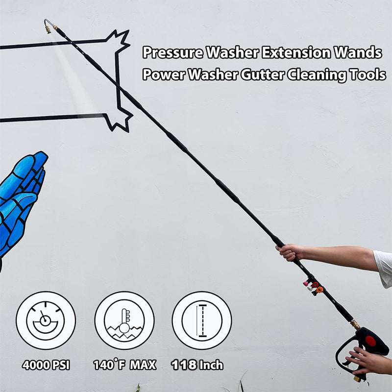 4000 PSI Heavy-Duty Pressure Washer Extension Wand - Durable & Adjustable for Enhanced Reach
