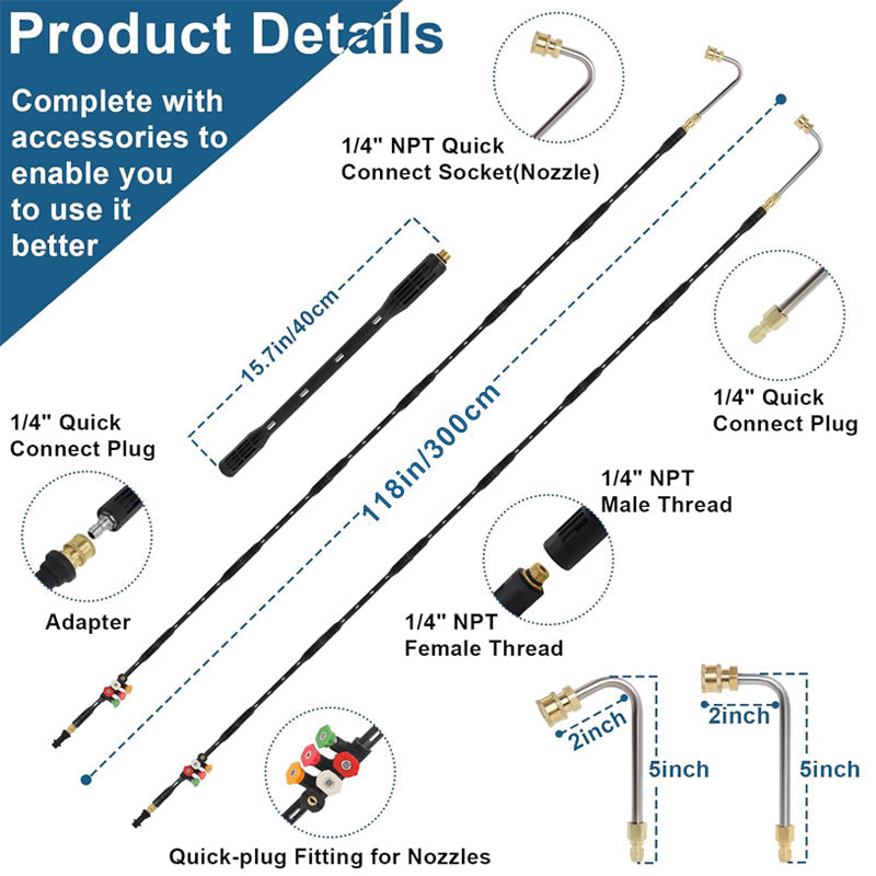 4000 PSI Heavy-Duty Pressure Washer Extension Wand - Durable & Adjustable for Enhanced Reach