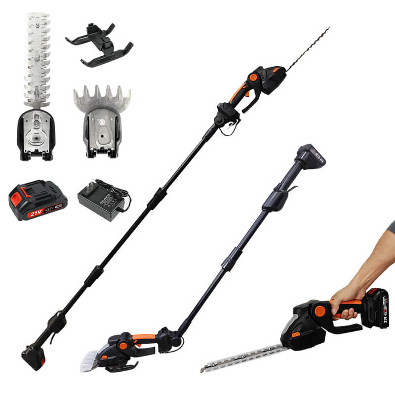 Versatile 4-in-1 Hedge Trimmer with Adjustable Extension Pole - Perfect for Pruning, Trimming, and Shaping