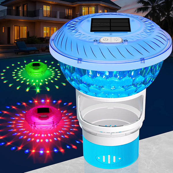 Colorful Solar Pool Chlorine Floater with LED Lights - Automatic Chlorination & Nighttime Illumination