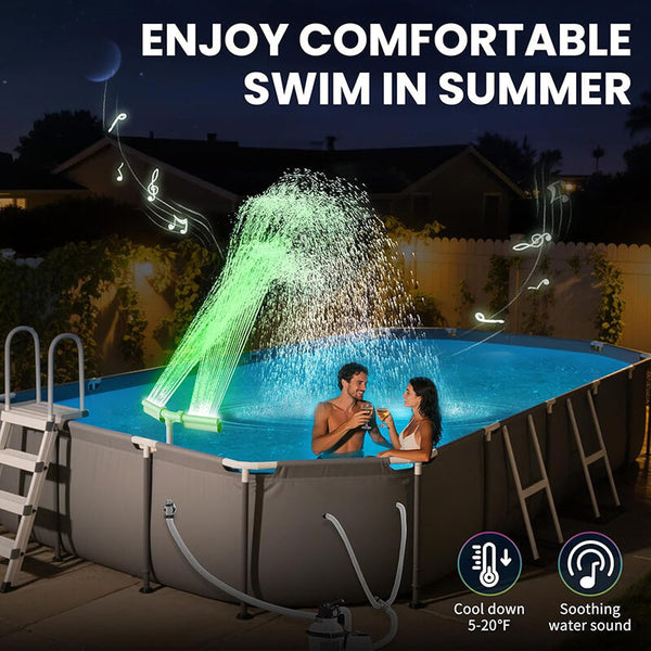 Solar-Powered Pool Fountain with LED Lights – Eco-Friendly Water Feature for Pools and Gardens