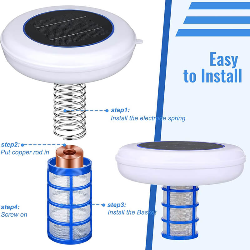 Solar Powered Pool Ionizer with LED Light - Eco-Friendly Water Purification System for Clear, Clean Pools