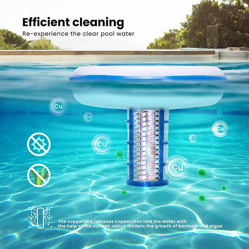 Solar Powered Pool Ionizer with LED Light - Eco-Friendly Water Purification System for Clear, Clean Pools