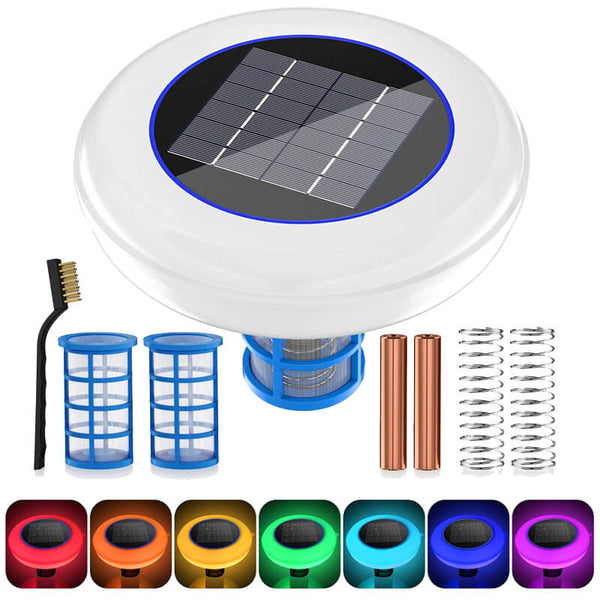 Solar Powered Pool Ionizer with LED Light - Eco-Friendly Water Purification System for Clear, Clean Pools