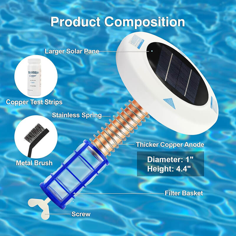 Solar Powered Pool Ionizer with LED Light - Eco-Friendly Water Purification System for Clear, Clean Pools