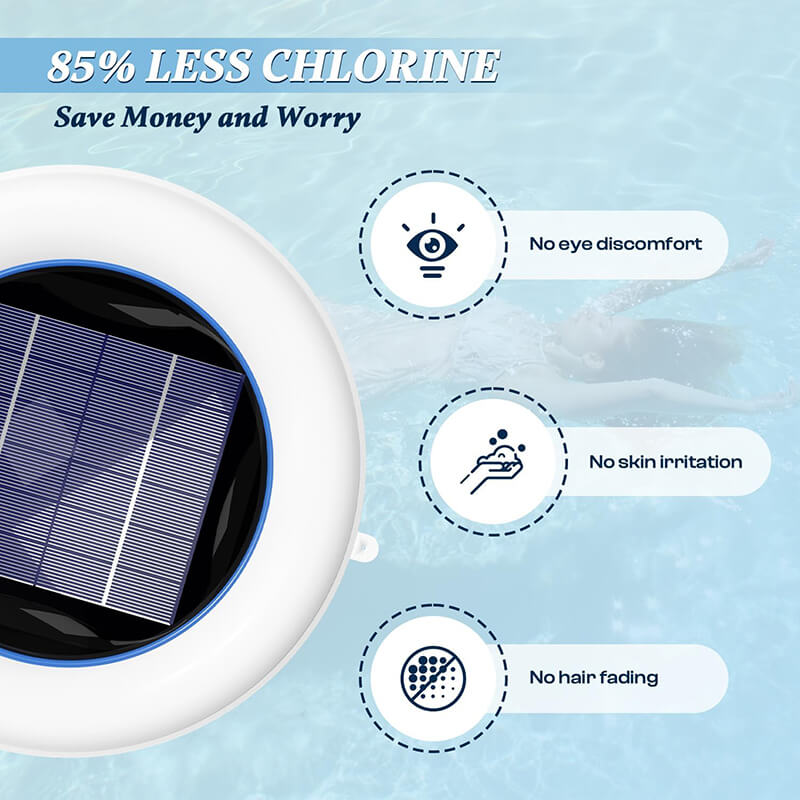 Solar Powered Pool Ionizer with LED Light - Eco-Friendly Water Purification System for Clear, Clean Pools