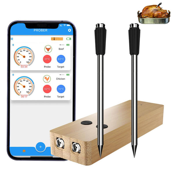 Wireless Meat Thermometer with Dual Probes - Instant Read, Bluetooth Connectivity, Perfect for Grilling & Smoking