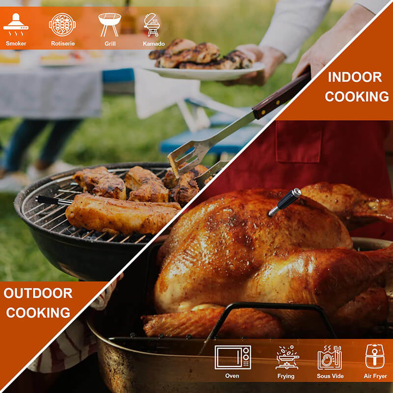 Wireless Meat Thermometer with Dual Probes - Instant Read, Bluetooth Connectivity, Perfect for Grilling & Smoking