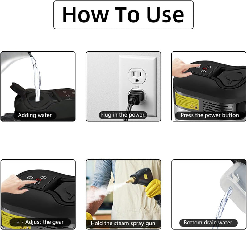 2500W High Pressure Steam Cleaner with Protective Gloves - Powerful, Versatile Cleaning Solution for Home & Outdoor Use