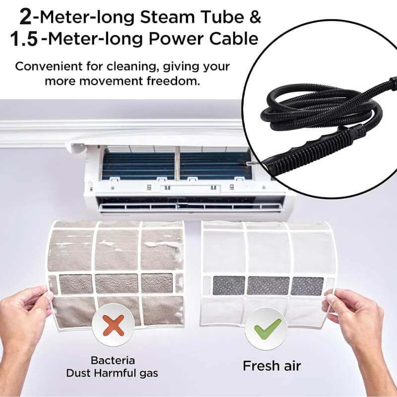 2500W High Pressure Steam Cleaner with Protective Gloves - Powerful, Versatile Cleaning Solution for Home & Outdoor Use