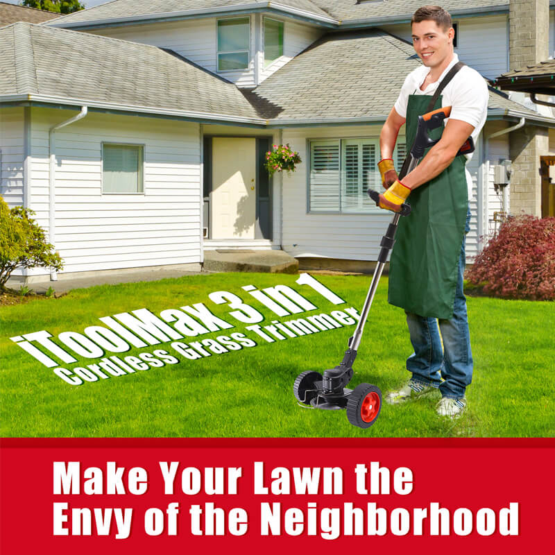Versatile 3-in-1 Cordless Grass Trimmer, Edger & Mini Mower - Lightweight & Rechargeable for Effortless Lawn Care