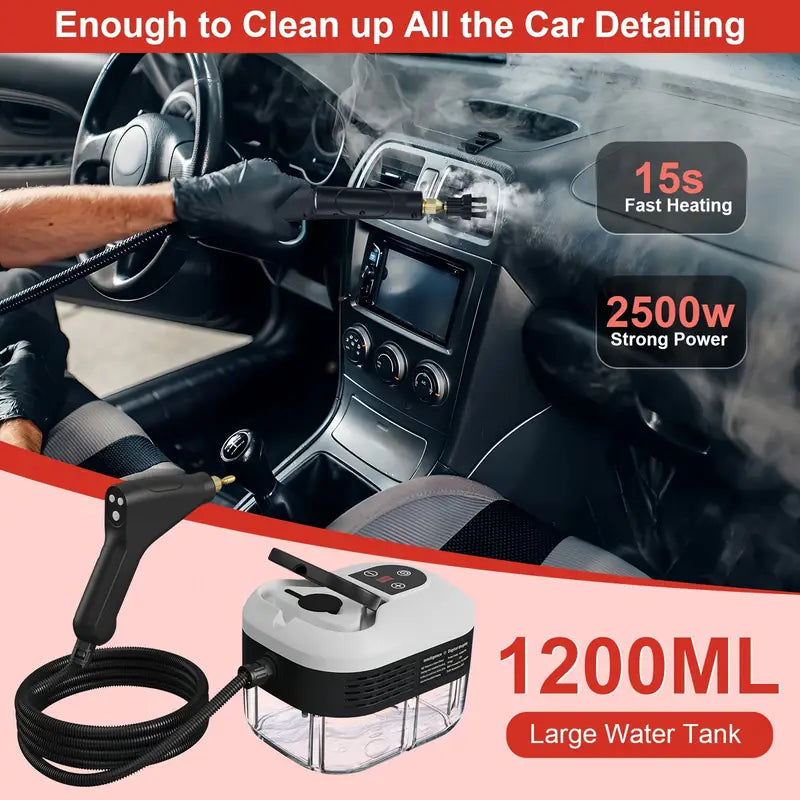 2500W High Pressure Steam Cleaner with Protective Gloves - Powerful, Versatile Cleaning Solution for Home & Outdoor Use