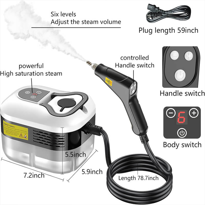 2500W High Pressure Steam Cleaner with Protective Gloves - Powerful, Versatile Cleaning Solution for Home & Outdoor Use