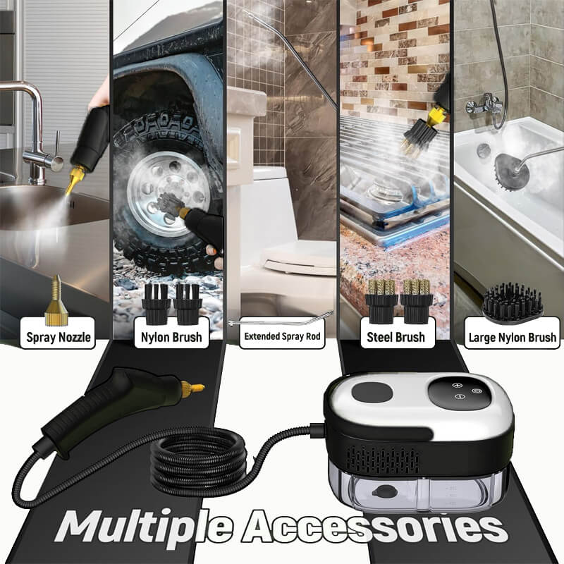 2500W High Pressure Steam Cleaner with Protective Gloves - Powerful, Versatile Cleaning Solution for Home & Outdoor Use