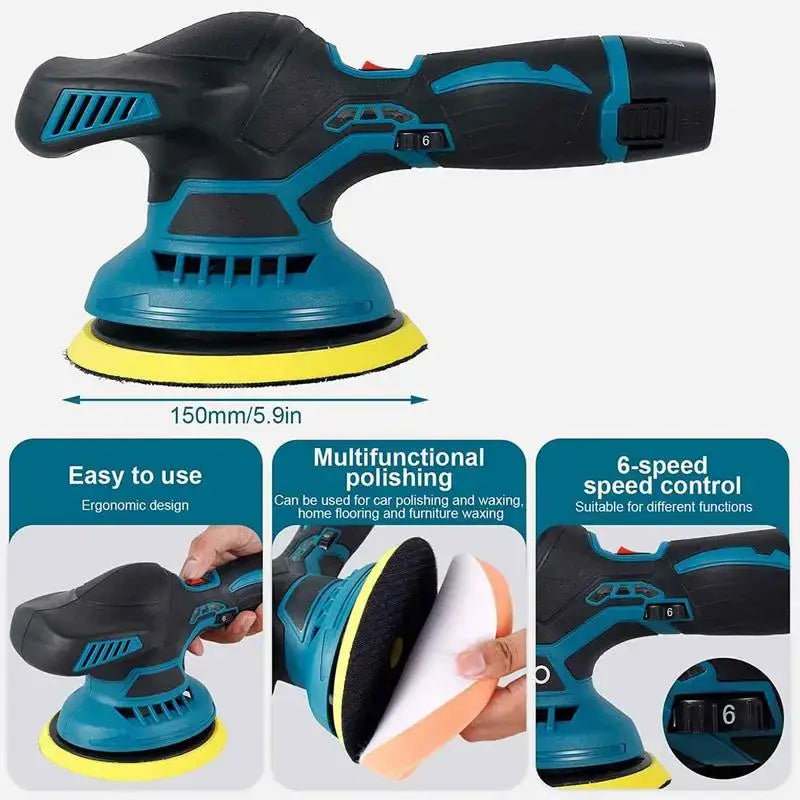 Cordless Car Buffer Polisher Kit - Includes 2 Rechargeable Batteries for Ultimate Convenience