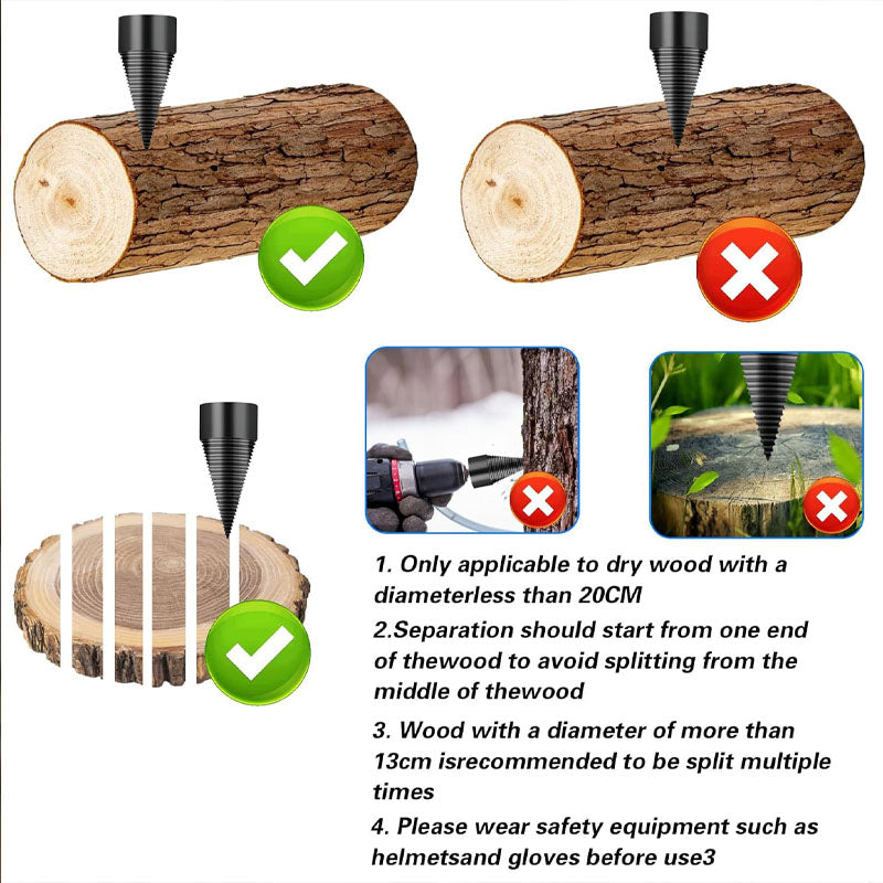 Heavy-Duty Firewood Splitter Drill Bits - Efficient Wood Splitting Tool for Easy Firewood Preparation