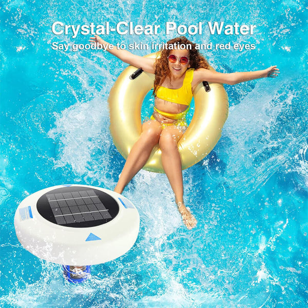 Solar Powered Pool Ionizer with LED Light - Eco-Friendly Water Purification System for Clear, Clean Pools
