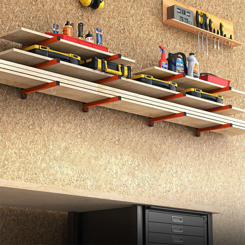 Heavy-Duty Wall Mounted Steel Storage Rack - Industrial-Grade Organizer for Garage, Shed, or Home Use