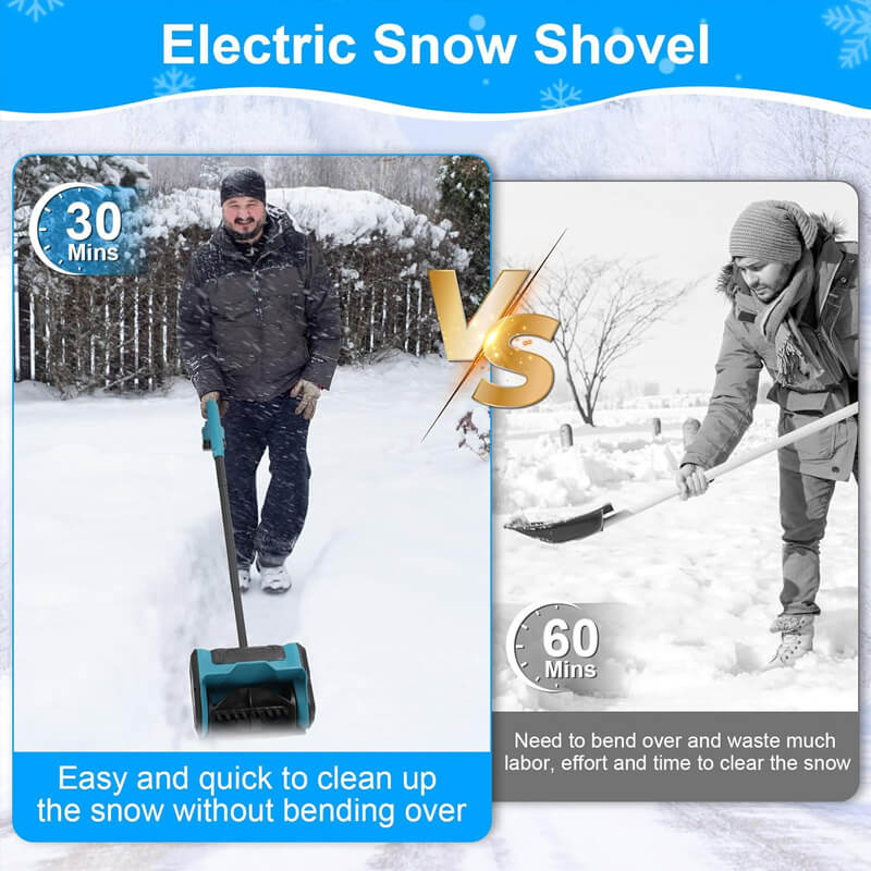 12-Inch Cordless Snow Shovel with 2 Batteries - Lightweight, Powerful Snow Removal Tool for Easy Winter Cleanup