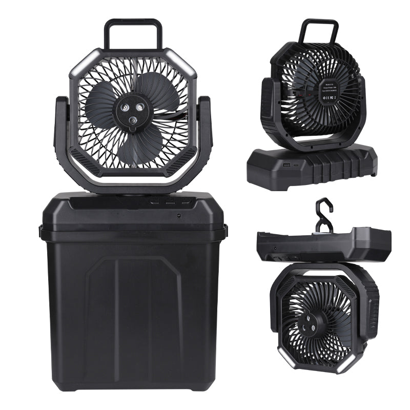 4-in-1 Portable Camping Fan with 6L Water Bucket - Mist, Cool, Rechargeable & Lightweight Outdoor Fan