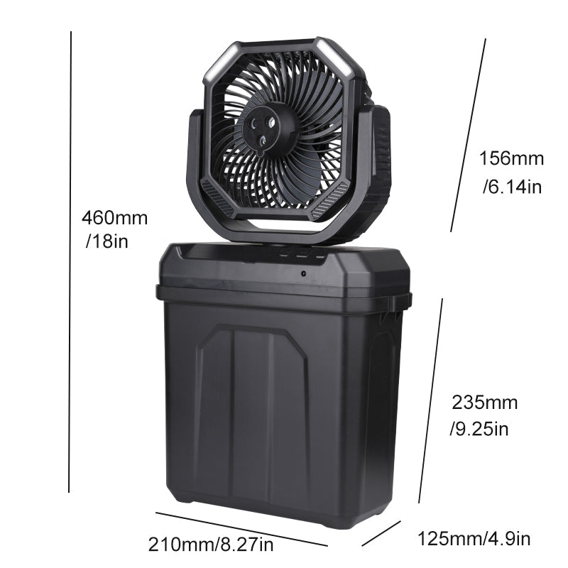 4-in-1 Portable Camping Fan with 6L Water Bucket - Mist, Cool, Rechargeable & Lightweight Outdoor Fan