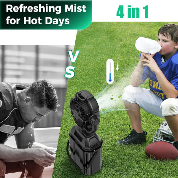4-in-1 Portable Camping Fan with 6L Water Bucket - Mist, Cool, Rechargeable & Lightweight Outdoor Fan