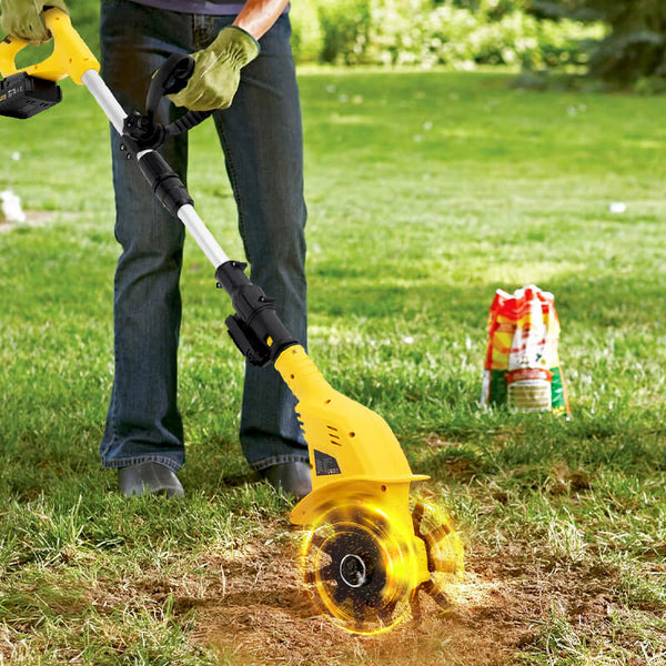 Battery-Powered Cordless Electric Tiller & Cultivator - Effortless Soil Preparation Garden Tool for Easy Gardening