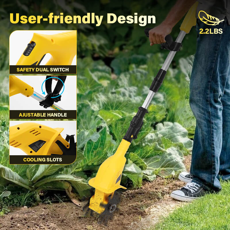 Battery-Powered Cordless Electric Tiller & Cultivator - Effortless Soil Preparation Garden Tool for Easy Gardening