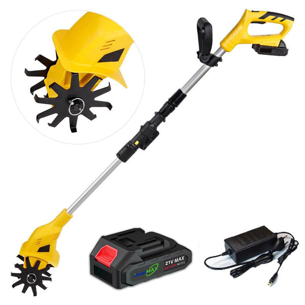 Battery-Powered Cordless Electric Tiller & Cultivator - Effortless Soil Preparation Garden Tool for Easy Gardening