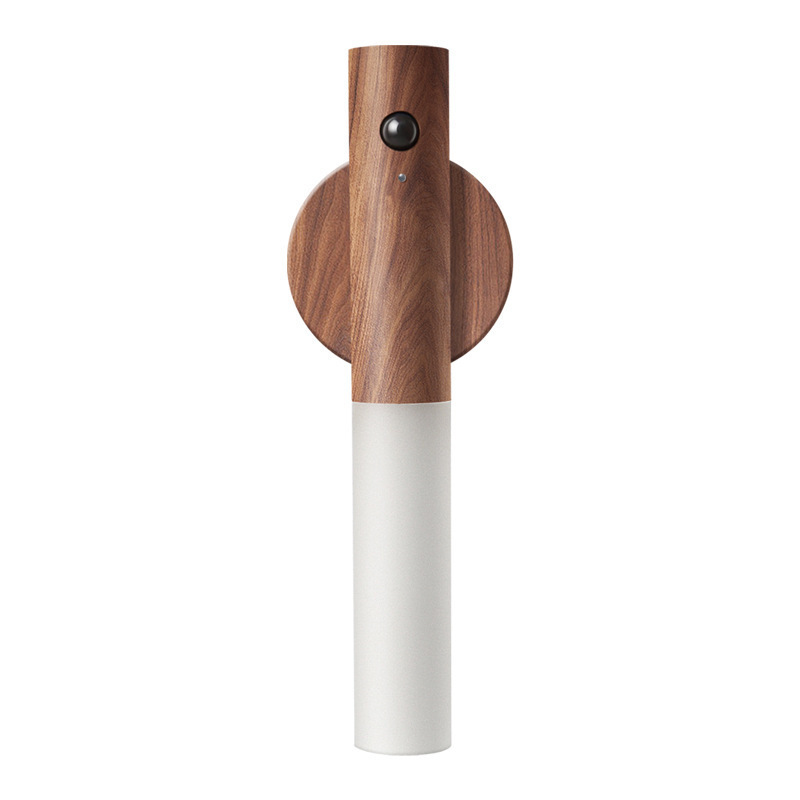 LED Wall Light with Motion Sensor - Stylish Wooden Lamp for Home Decor