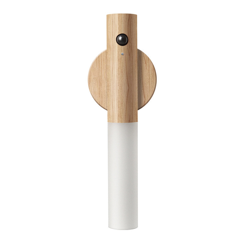 LED Wall Light with Motion Sensor - Stylish Wooden Lamp for Home Decor