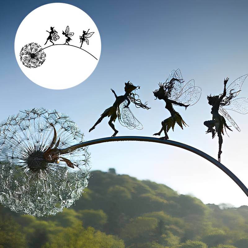 Enchanting Fairy Steel Garden Sculptures - Durable Outdoor Art for Magical Landscapes