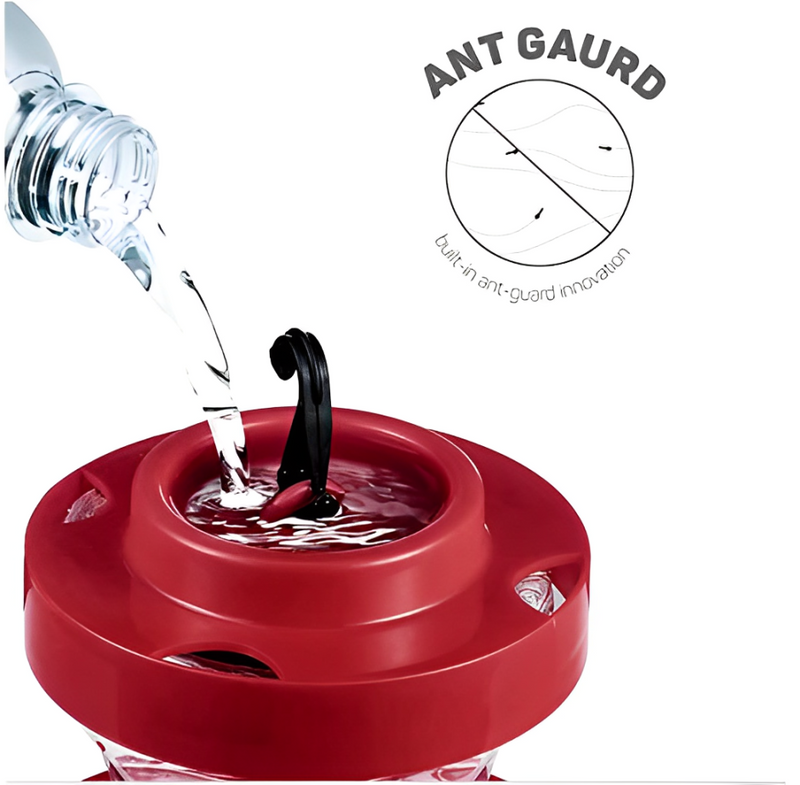 Bee-Proof Hanging Hummingbird Feeder with Perch - Durable Water Reservoir for Outdoor Gardens