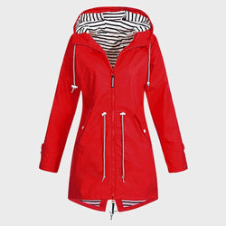Women's Long Waterproof Rain Jacket - Stylish & Durable Outdoor Coat