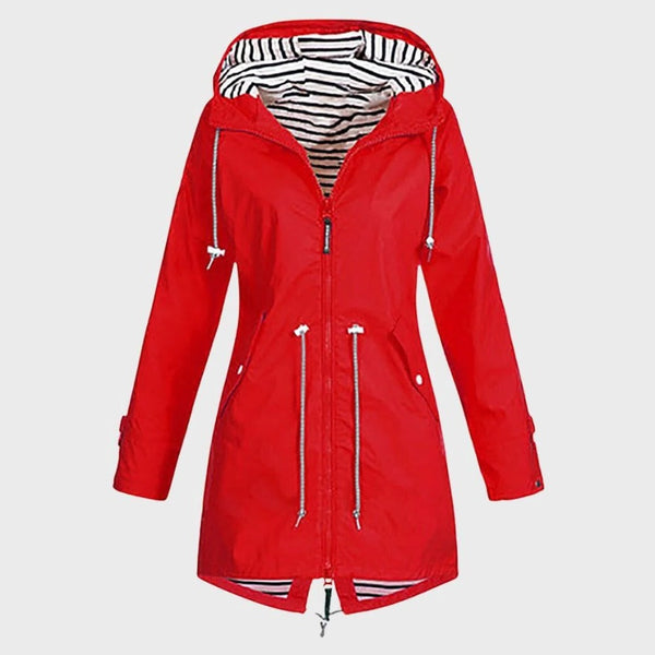 Women's Long Waterproof Rain Jacket - Stylish & Durable Outdoor Coat