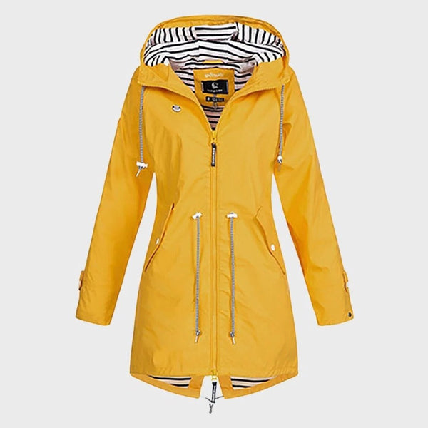 Women's Long Waterproof Rain Jacket - Stylish & Durable Outdoor Coat