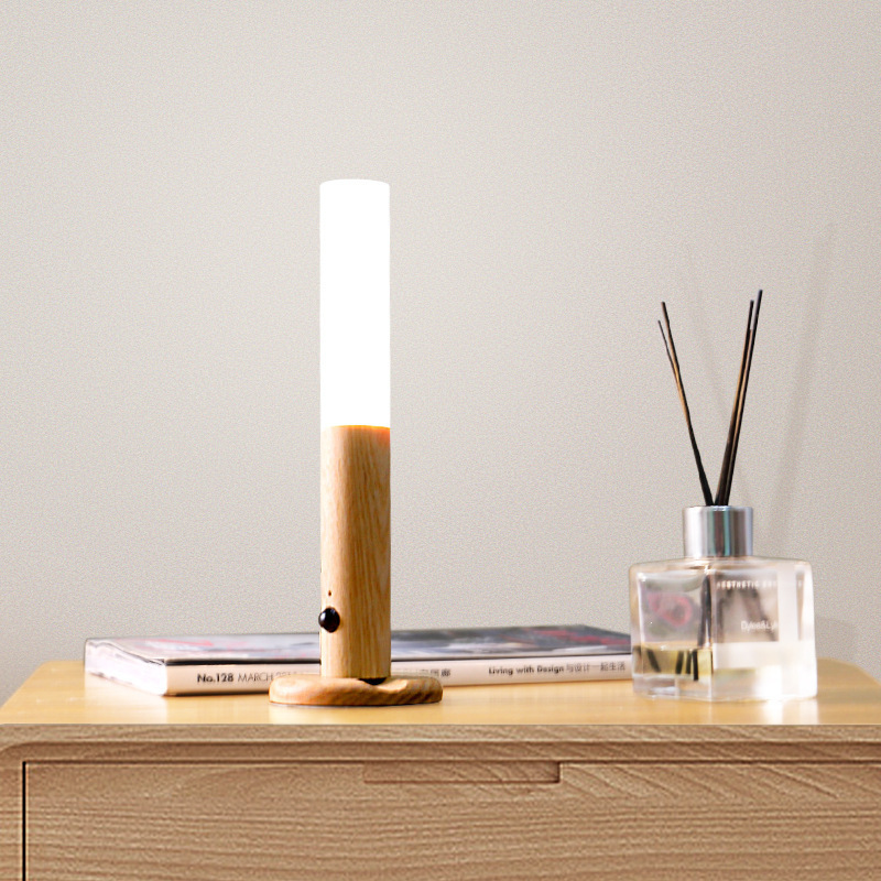 LED Wall Light with Motion Sensor - Stylish Wooden Lamp for Home Decor