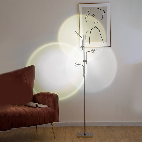 Industrial Chrome Multi-Angle Floor Lamp - Adjustable Task Lighting for Home & Office