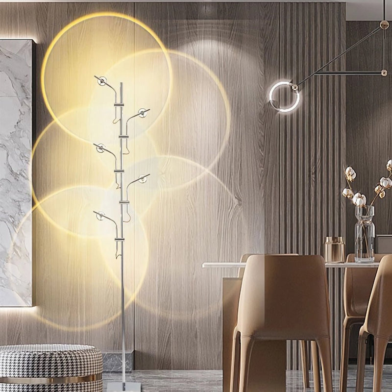 Industrial Chrome Multi-Angle Floor Lamp - Adjustable Task Lighting for Home & Office