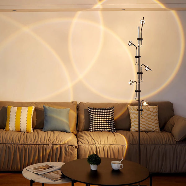 Industrial Chrome Multi-Angle Floor Lamp - Adjustable Task Lighting for Home & Office