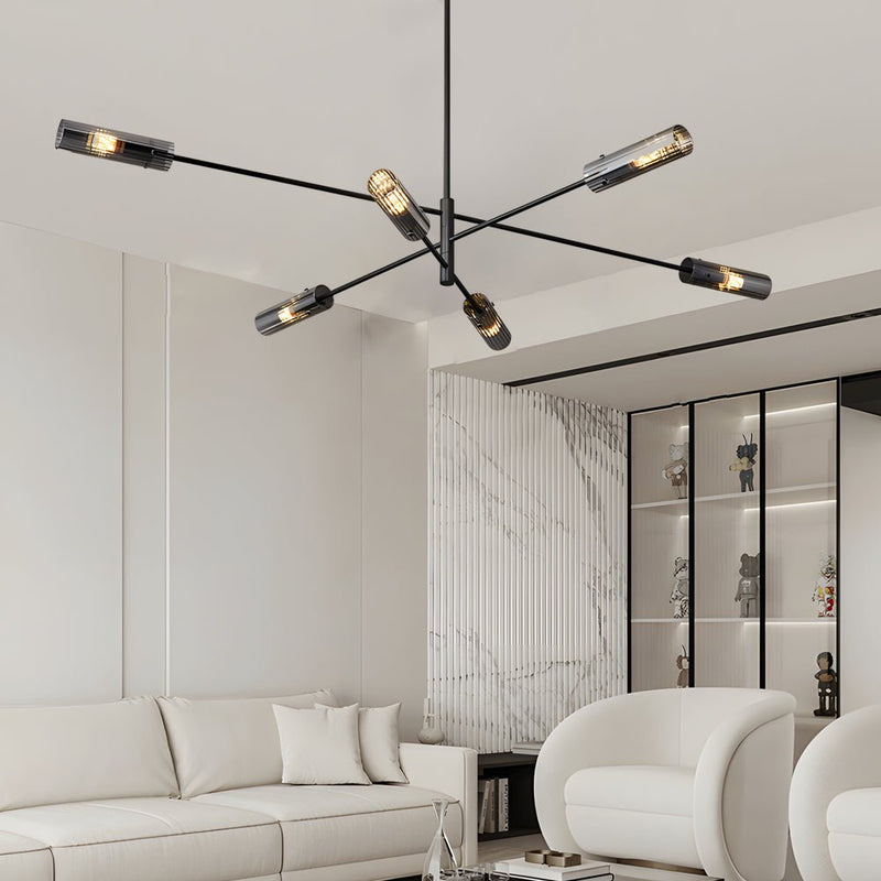 Enhanced Product Title: **Industrial Copper Sputnik Chandelier - Modern Linear Pendant Light Fixture (6 or 8 Lights) for Dining Room, Living Room, or Kitchen**
