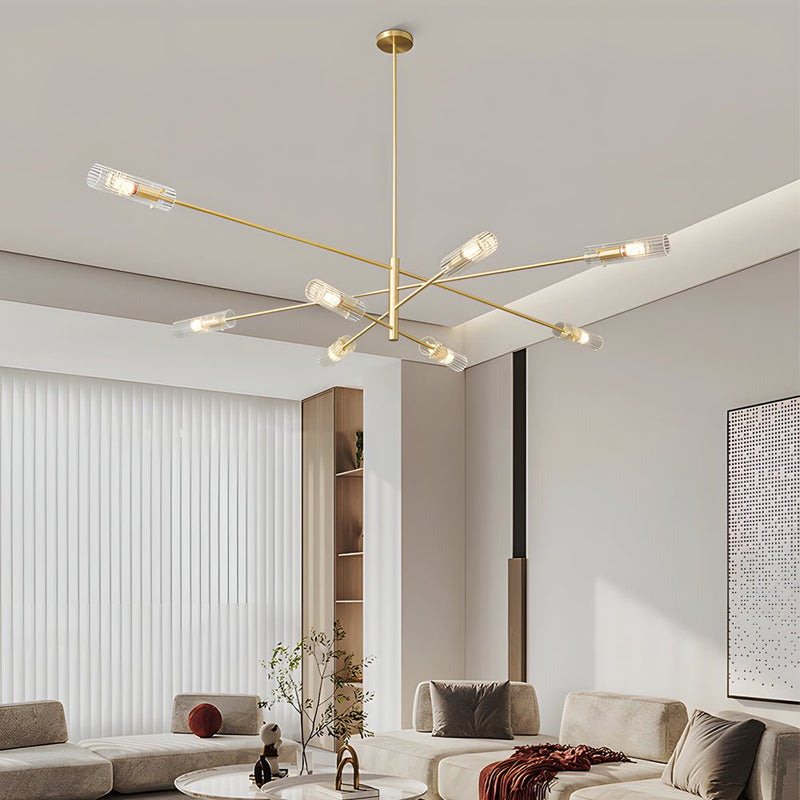 Enhanced Product Title: **Industrial Copper Sputnik Chandelier - Modern Linear Pendant Light Fixture (6 or 8 Lights) for Dining Room, Living Room, or Kitchen**