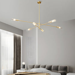 Enhanced Product Title: **Industrial Copper Sputnik Chandelier - Modern Linear Pendant Light Fixture (6 or 8 Lights) for Dining Room, Living Room, or Kitchen**