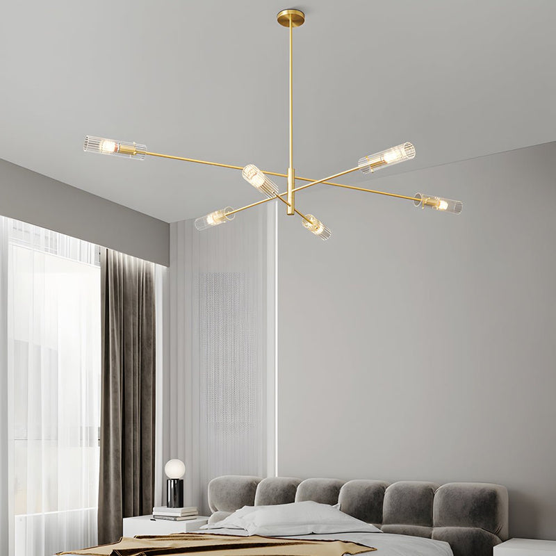 Enhanced Product Title: **Industrial Copper Sputnik Chandelier - Modern Linear Pendant Light Fixture (6 or 8 Lights) for Dining Room, Living Room, or Kitchen**