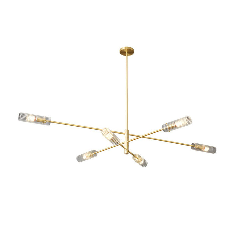 Enhanced Product Title: **Industrial Copper Sputnik Chandelier - Modern Linear Pendant Light Fixture (6 or 8 Lights) for Dining Room, Living Room, or Kitchen**