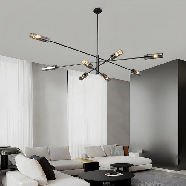Enhanced Product Title: **Industrial Copper Sputnik Chandelier - Modern Linear Pendant Light Fixture (6 or 8 Lights) for Dining Room, Living Room, or Kitchen**