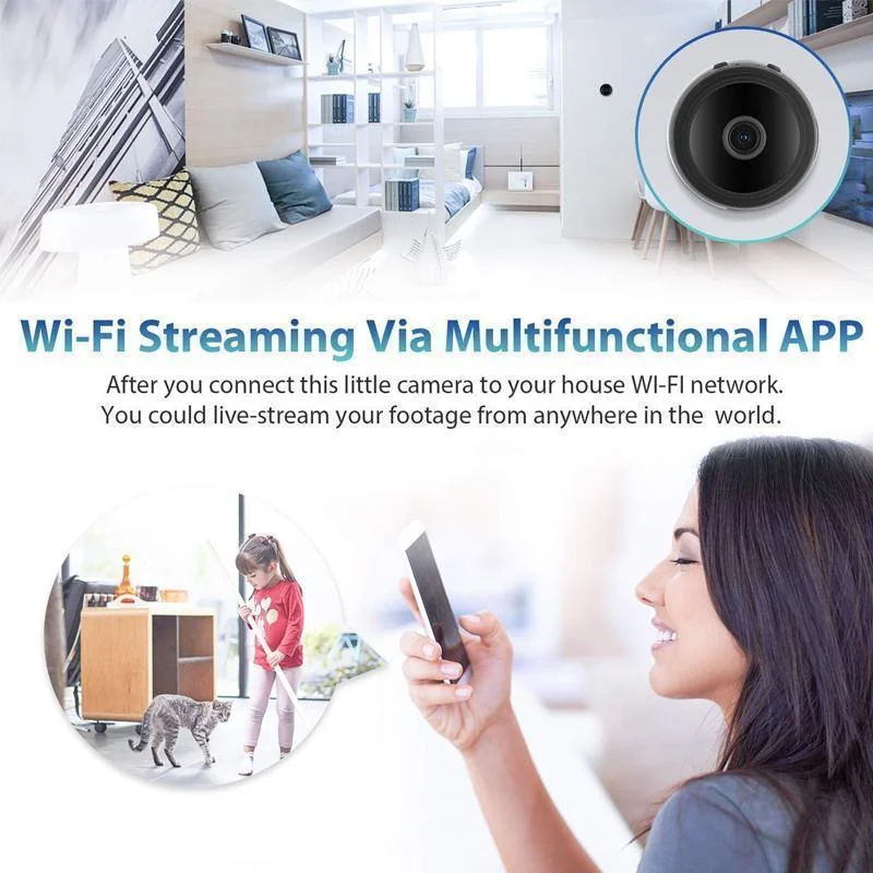 1080p Magnetic WiFi Mini Camera - Compact Wireless Surveillance Camera with Night Vision & Motion Detection