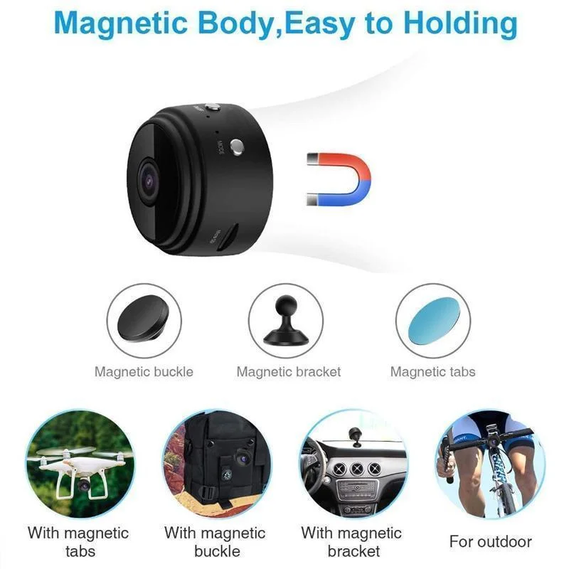 1080p Magnetic WiFi Mini Camera - Compact Wireless Surveillance Camera with Night Vision & Motion Detection